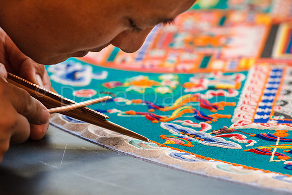 Tibetan Monks - Mandala Sand Painting