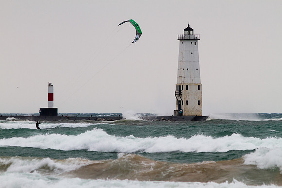Kiteboarding at Frankfort, MI